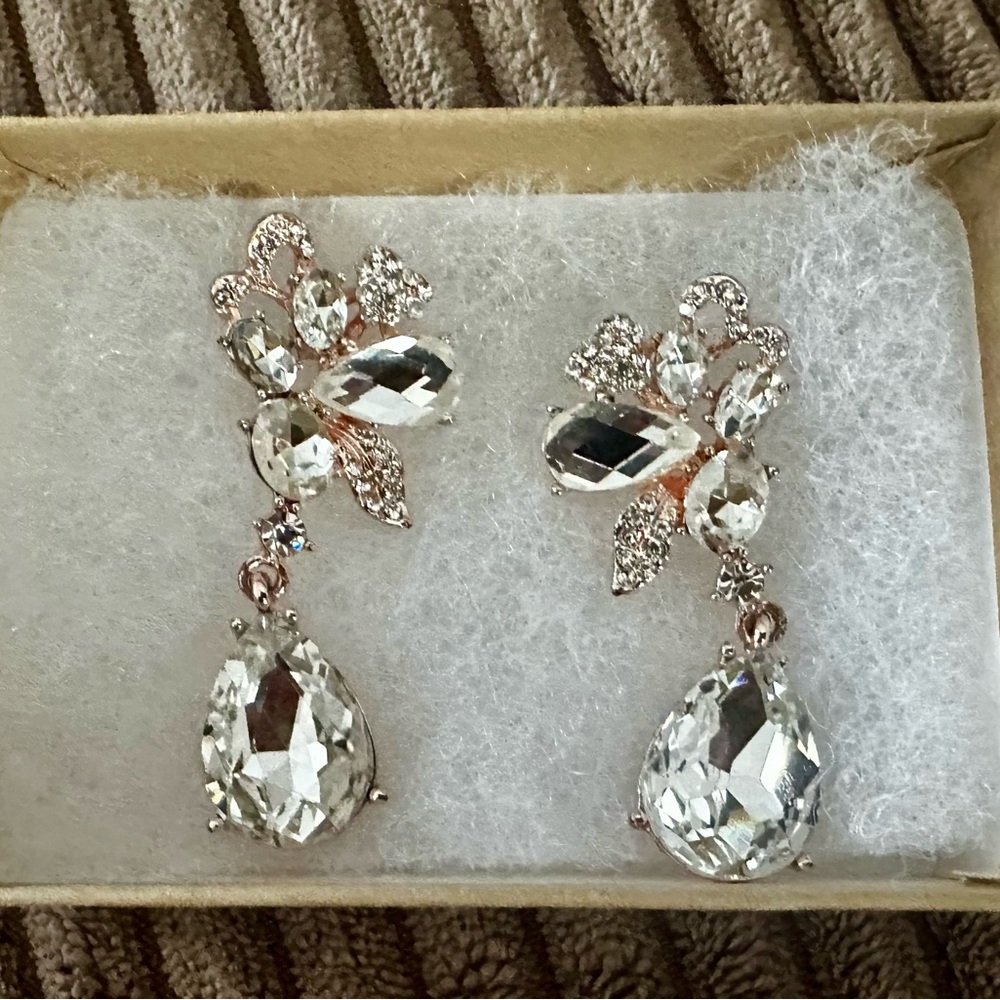 Elegant Silver Crystal Drop Earrings